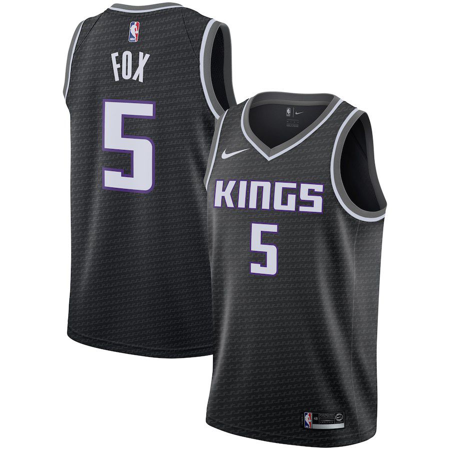Men Sacramento Kings 5 Fox Black City Edition Game Nike NBA Jerseys